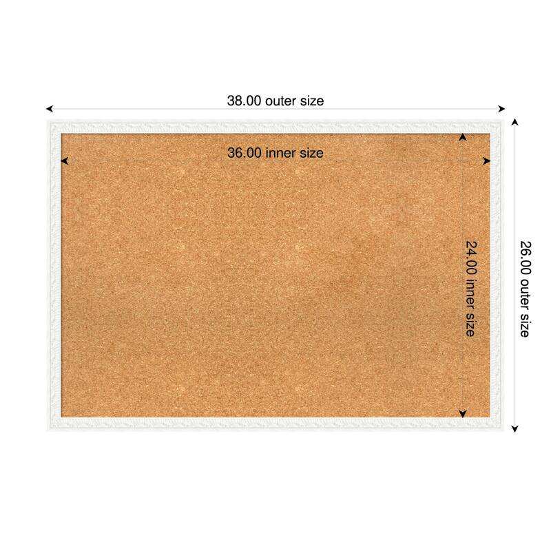 Bethany White Wood Framed Cork Board - Bulletin Board, Organization Board, Pin Board - Natural - 38 x 26 in