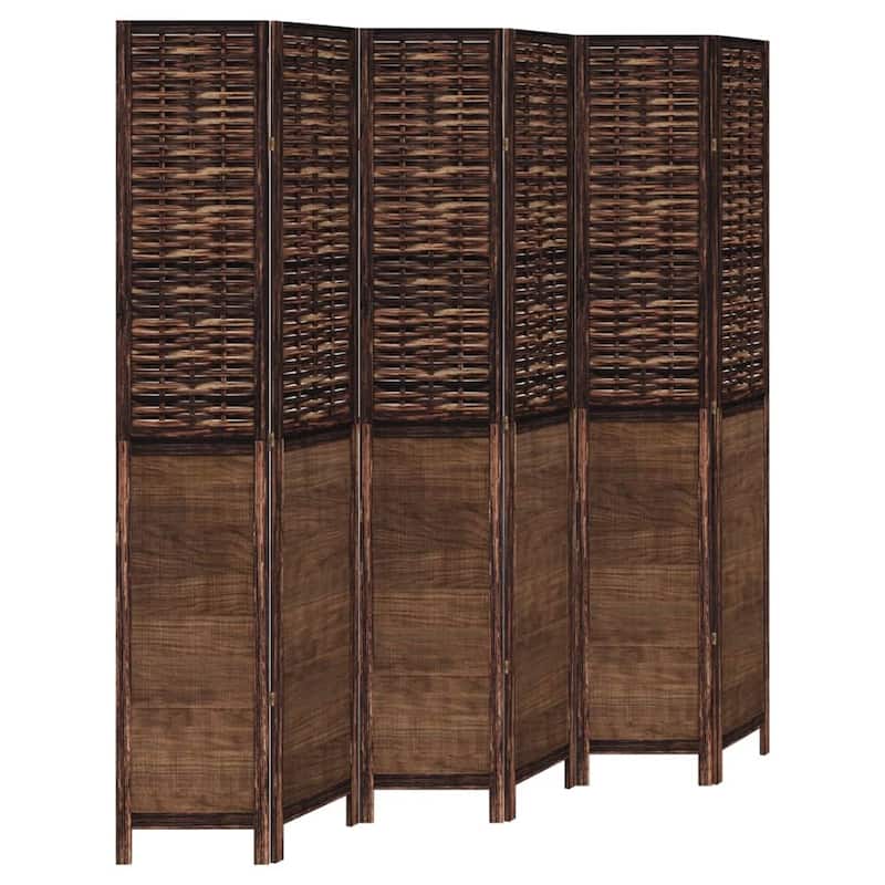 vidaXL Room Divider Privacy Screen Living Room Dark Brown Solid Wood Paulownia