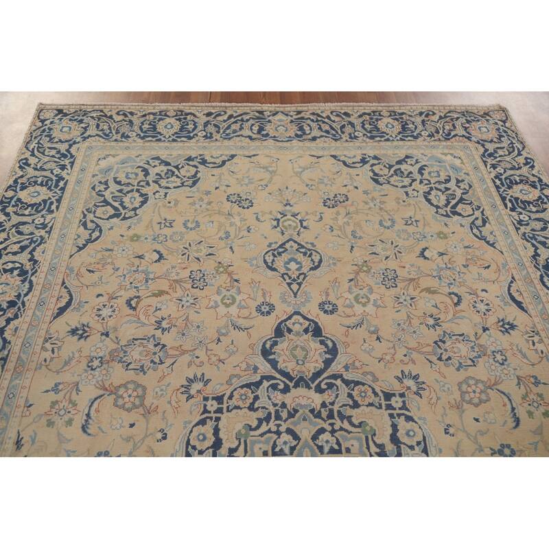 Hand Knotted Oriental 100% Wool Carpet Traditional Floral Peach Mashad Area Rug - 10' 0'' X 6' 5''
