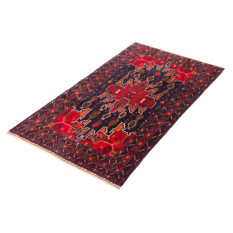 ECARPETGALLERY Hand-knotted Teimani Navy Wool Rug - 3'7 x 6'4