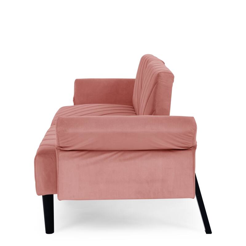 78'' Modern Tufted Velvet Upholstered Convertible Folding Sofa Bed with Adjustable Armrests