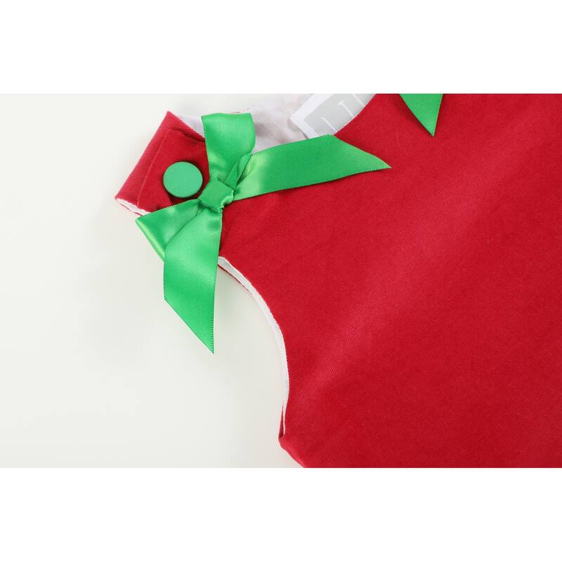 Lil Cactus Red Corduroy Christmas Applique Bow Dress