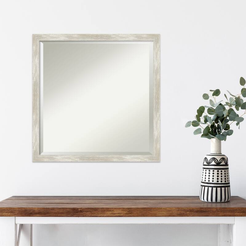 Beveled Wall Mirror - Crackled Metallic Narrow Frame - Crackled Metallic Narrow