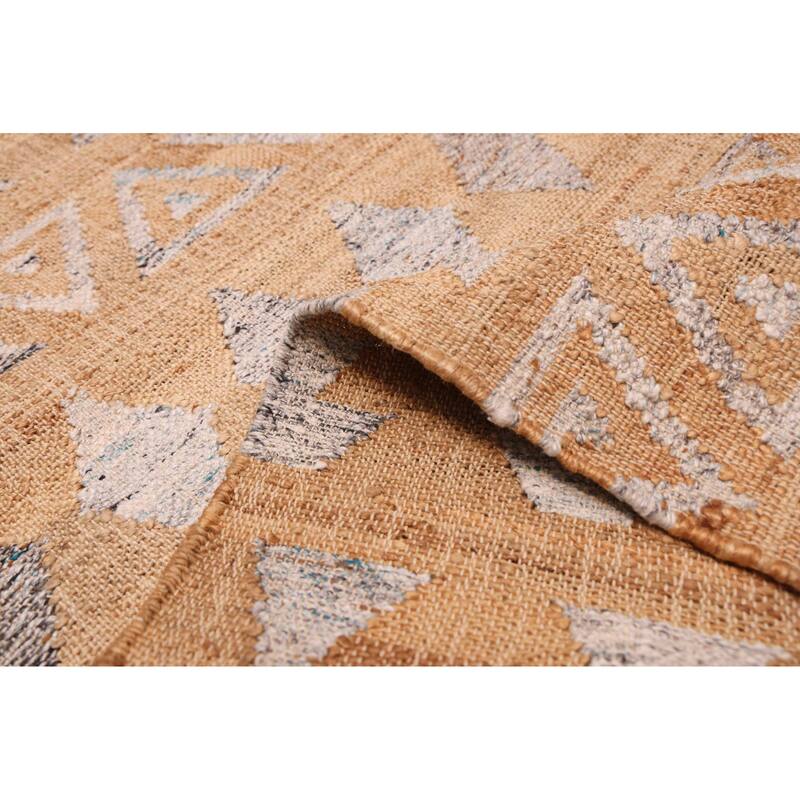 ECARPETGALLERY Flat-Weave Palas Denizli Tan Jute, Rayon Kilim - 5'6 x 7'5