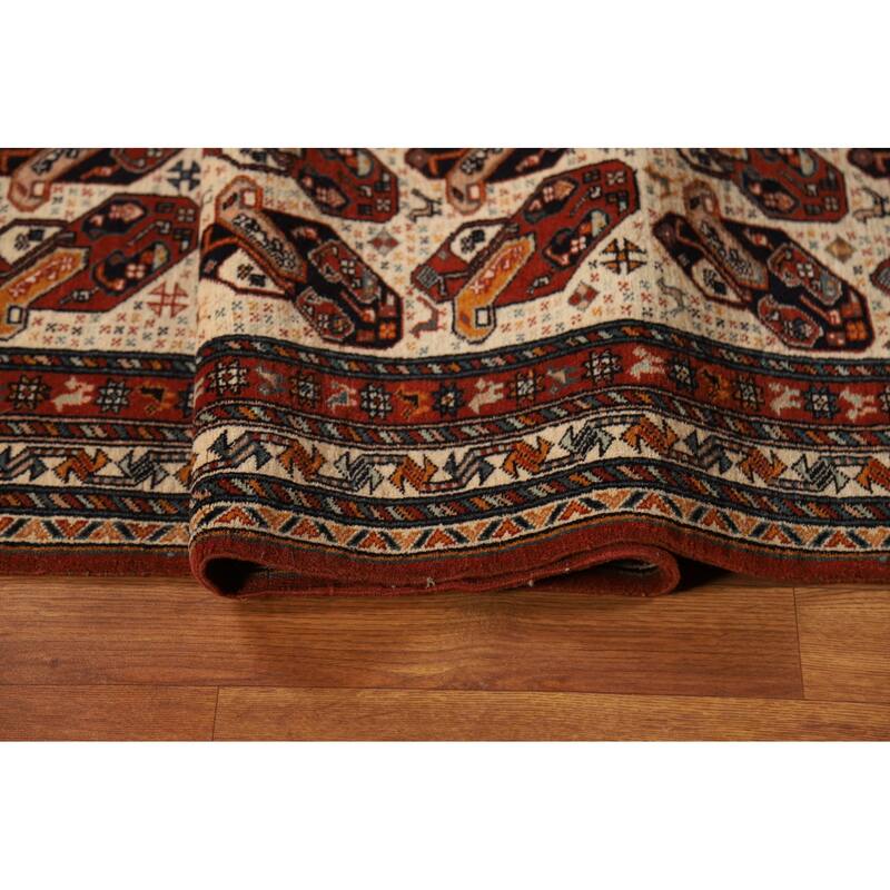 Vegetable Dye Qashqai Persian Runner Rug Handmade Wool Carpet - 2'5"x 14'5"