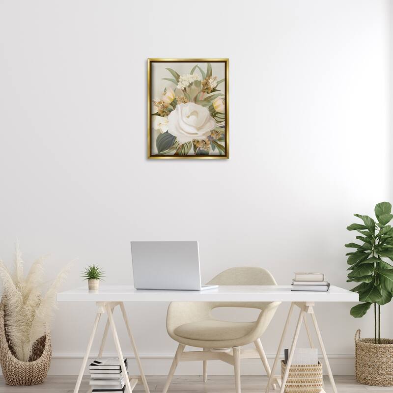 Stupell Charming Soft Rose Bundle Framed Floater Canvas Wall Art Design By House Fenway