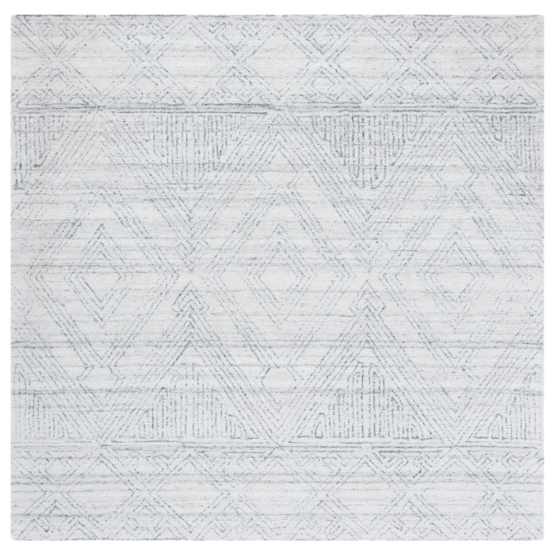 SAFAVIEH Handmade Abstract Sharmila Diamond Moroccan Rug - 6' Square - Ivory/Grey