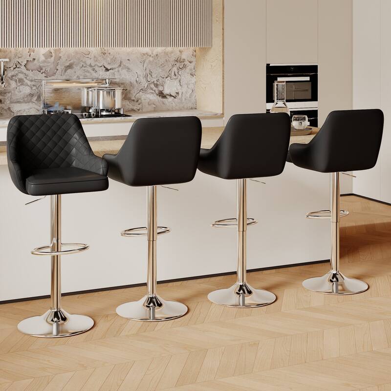 VECELO Adjustable Swivel Modern Bar Stools with Backs