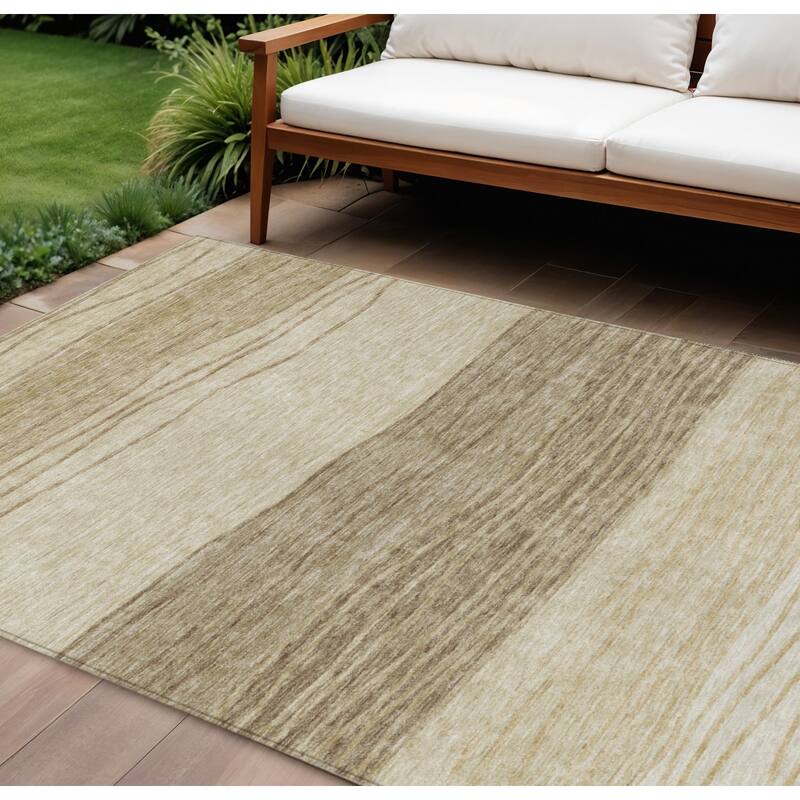 HomeRoots Striped Transitional Rectangle Outdoor Rug - 9' X 12'
