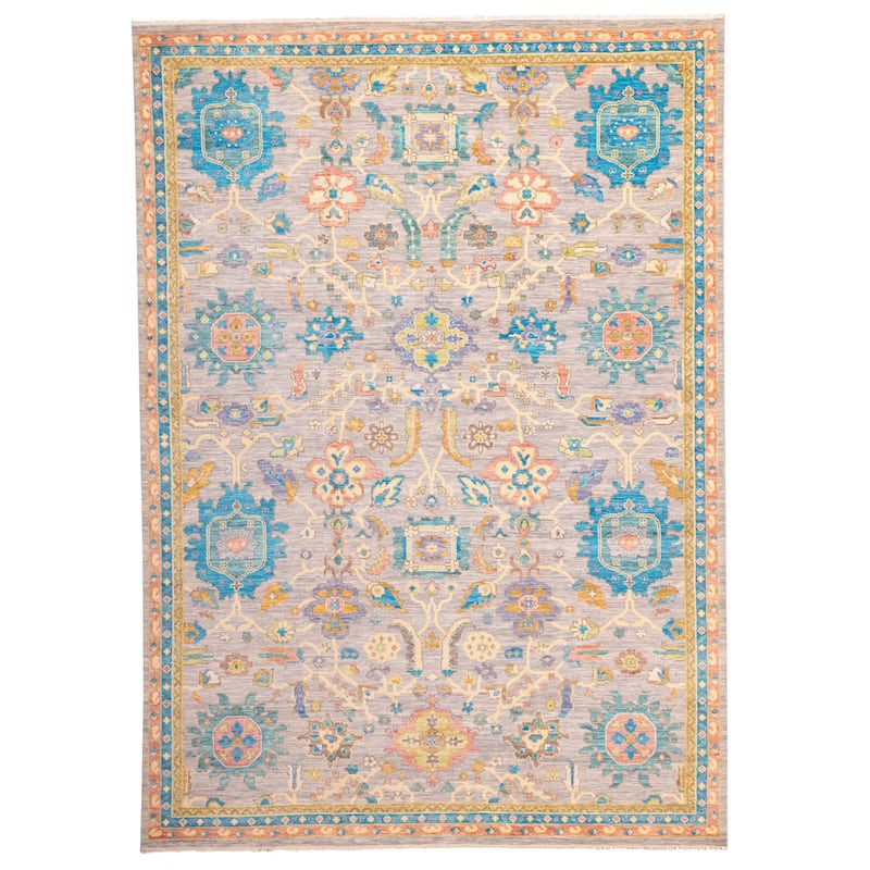 ECARPETGALLERY Hand-knotted Modern Oushak Grey Wool Rug - 10'2 x 14'0