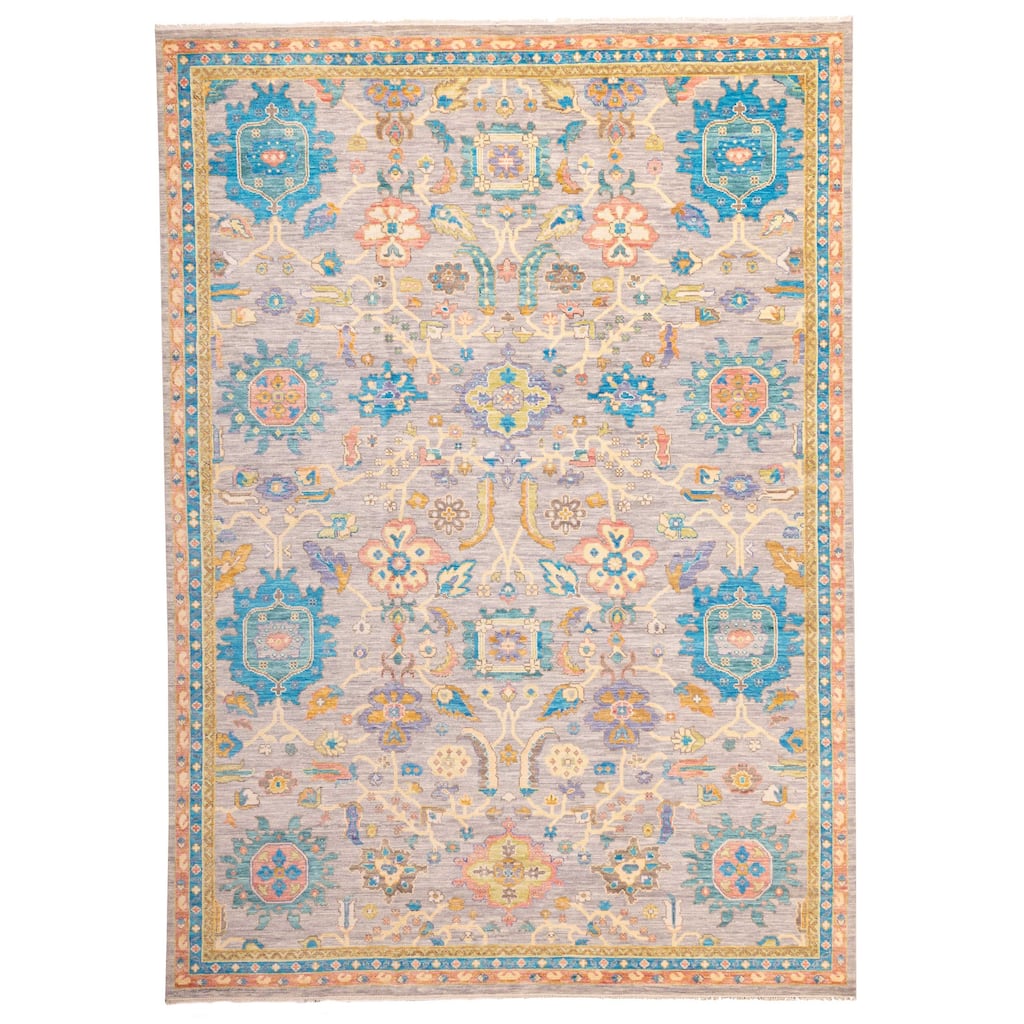 ECARPETGALLERY Hand-knotted Modern Oushak Grey Wool Rug - 10'2 x 14'0