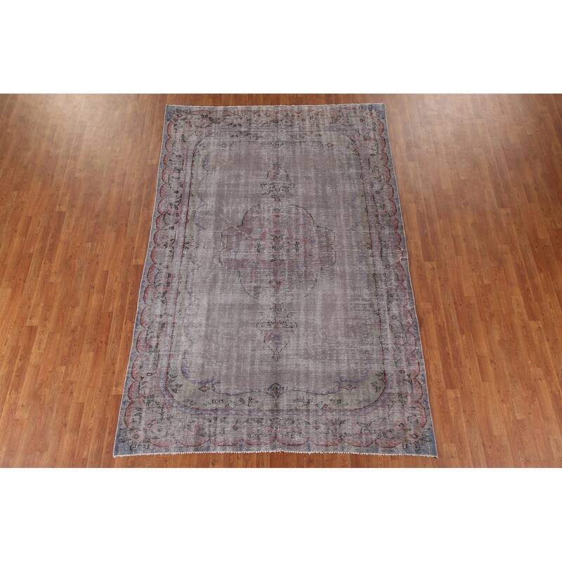 Distressed Over-Dyed Sparta Turkish Vintage Rug Handmade Wool Carpet - 6'6"x 10'1"
