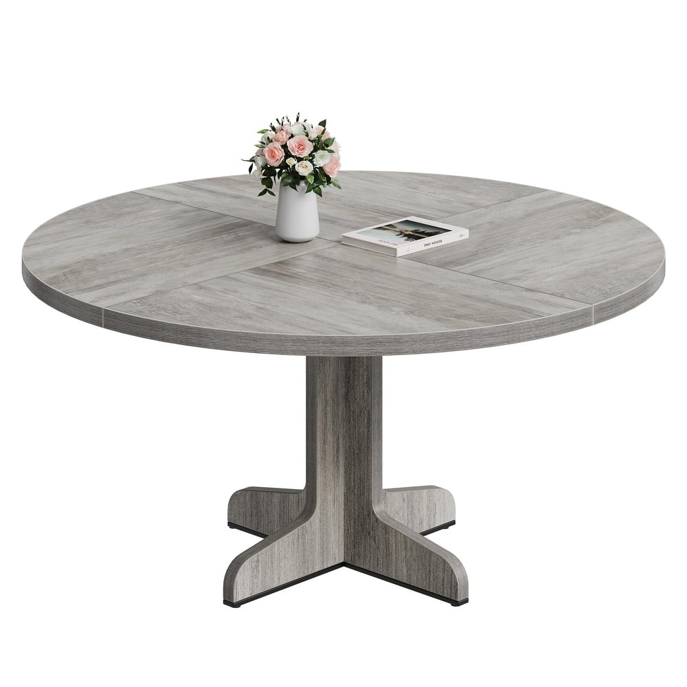 47 Inch Round Dining Table for 4, Farmhouse Kitchen Dining Room Circle Dinner Table