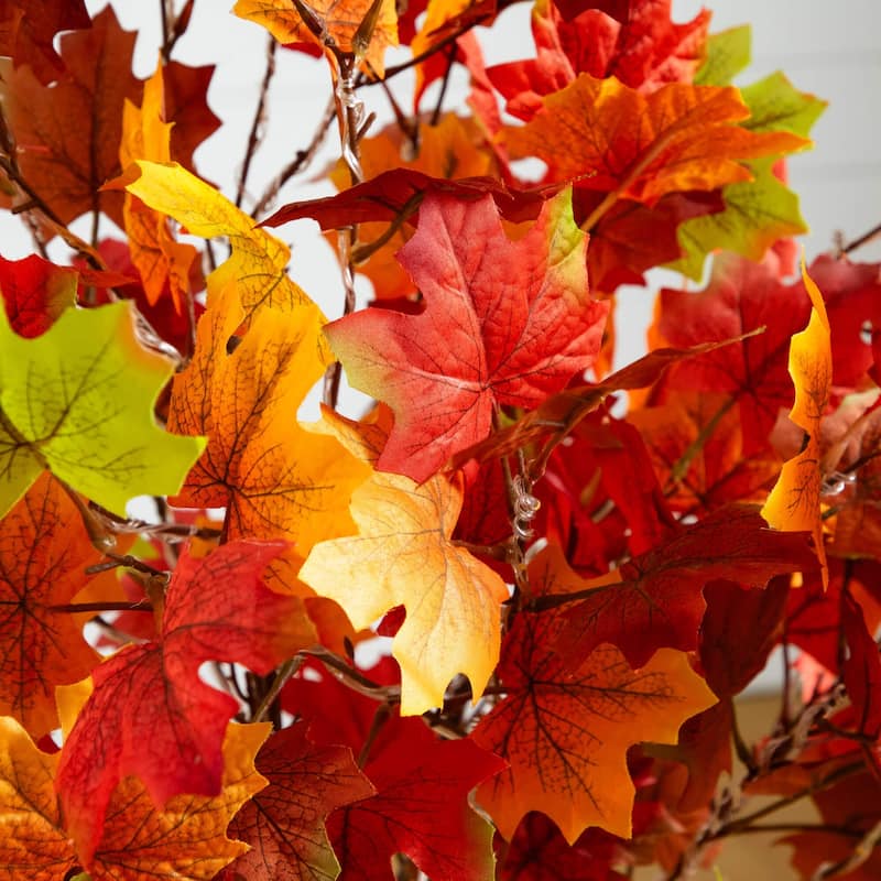 Pre-Lit Autumn Maple Artificial Fall Harvest Tree - 4' - Warm White LED Lights