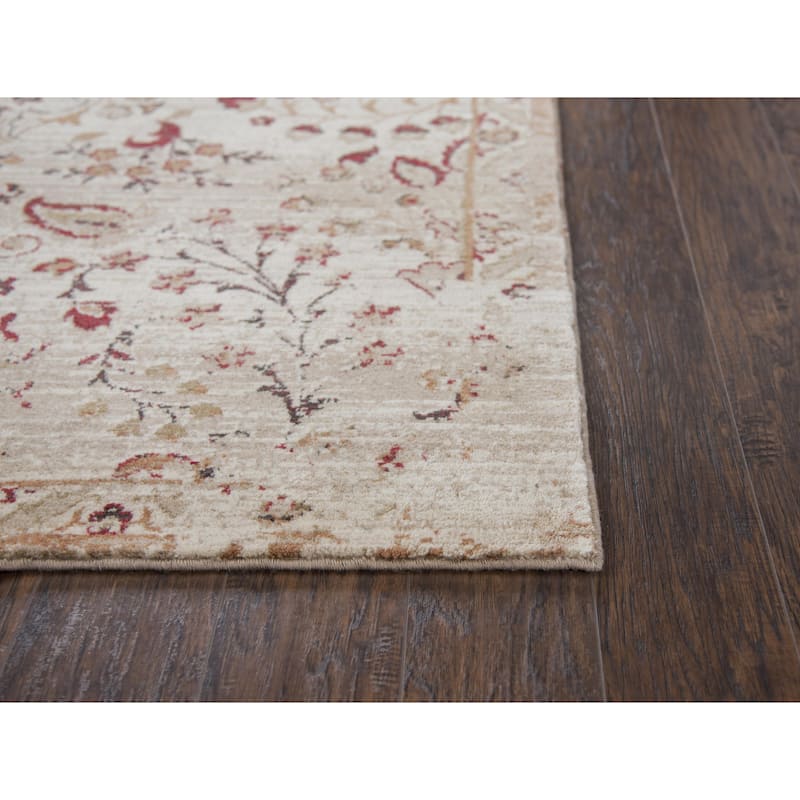 Alora Decor Euphoria Cream, Beige, Brown, and Red Wool Rug