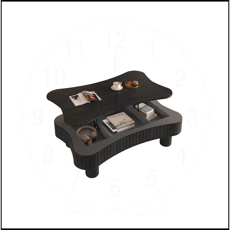 42" Lift Top Coffee Table with Fluted Panel Hidden Storage