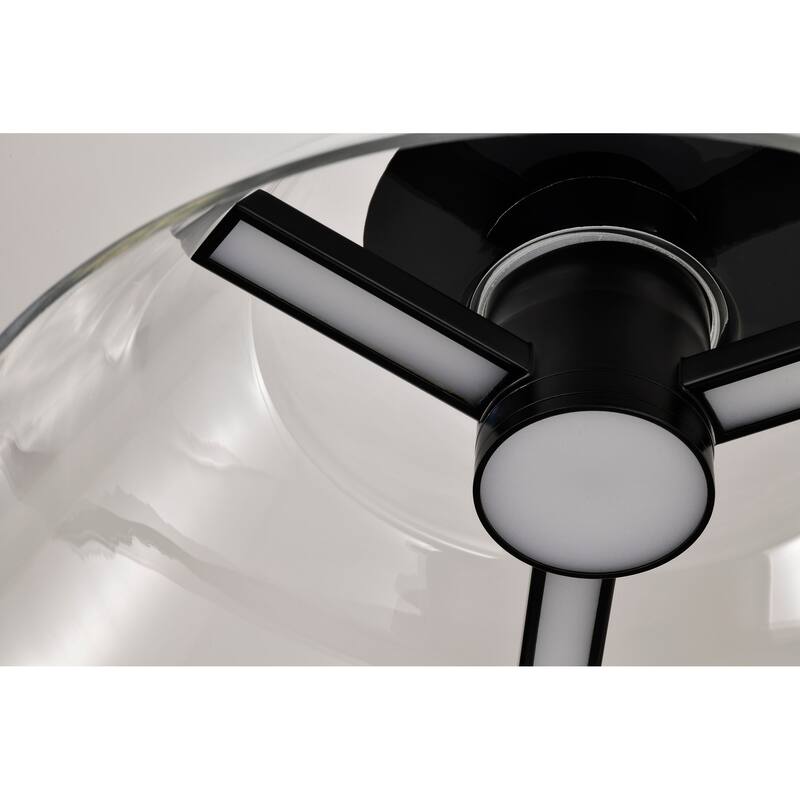 Edmond - 17 Inch LED Semi Flush - Matte Black with Clear Glass