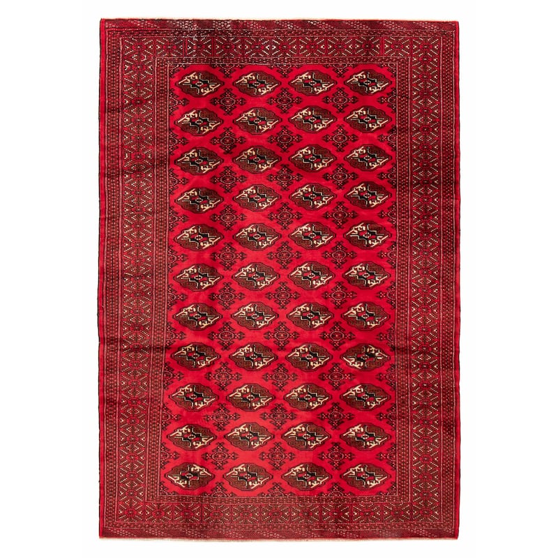 ECARPETGALLERY Hand-knotted Teimani Red Wool Rug - 6'4 x 9'2 - 6'4 x 9'2 - Red