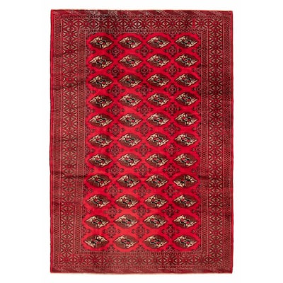 ECARPETGALLERY Hand-knotted Teimani Red Wool Rug - 6'4 x 9'2