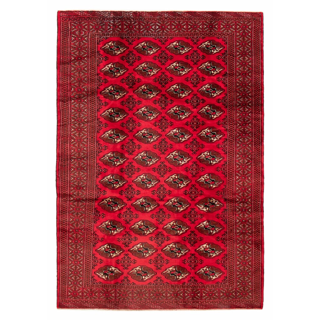 ECARPETGALLERY Hand-knotted Teimani Red Wool Rug - 6'4 x 9'2