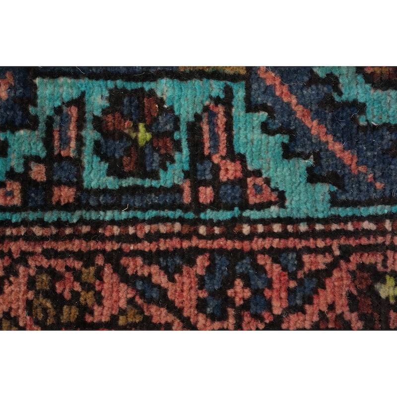 Hand Knotted Oriental 100% Wool Carpet Traditional Geometric Oranges & Rust Heriz Runner Rug - 10' 7'' X 2' 11''