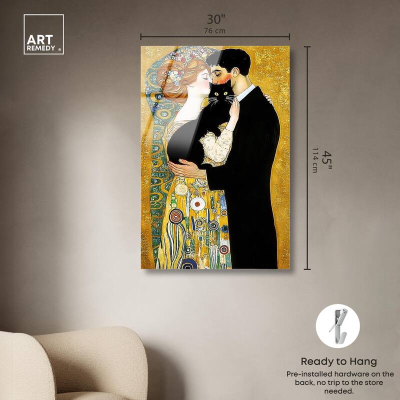 Kiss with Cat Acrylic by Art Remedy, Ready to Hang