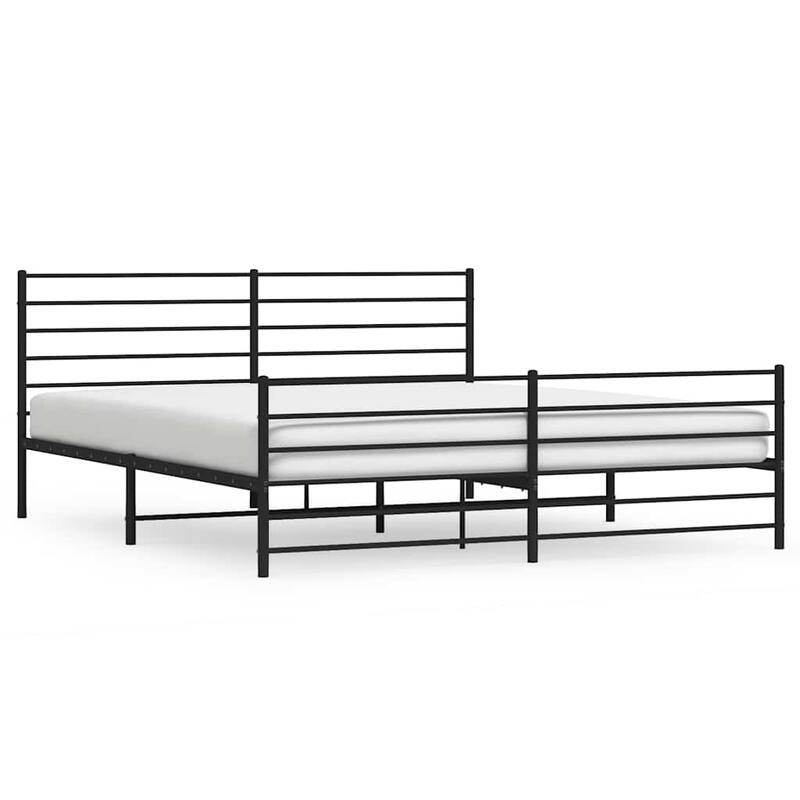 vidaXL Metal Bed Frame with Headboard, No Mattress