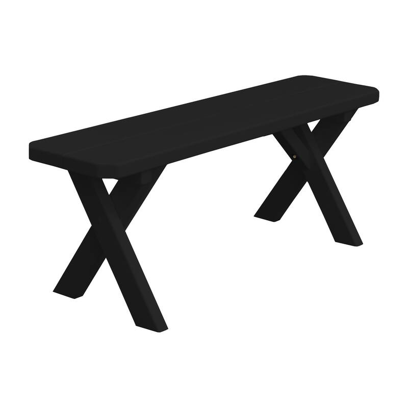 Pine 4' Crossleg Bench - Black