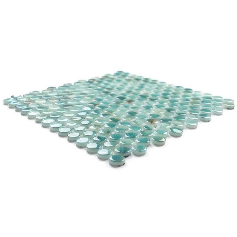 The Tile Life Eterna Penny 12x12 Kena Round Glass Mosaic Floor, Wall & Backsplash Tile