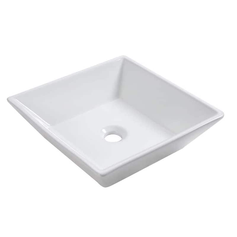Square Ceramic Vessel Bathroom Sink in White