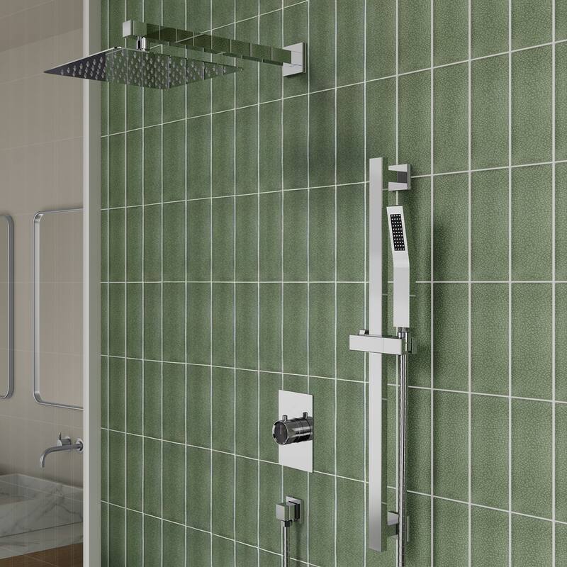 Slide Bar High-Pressure Balancing Shower System 10" Rainfall Shower Head with Handheld Shower