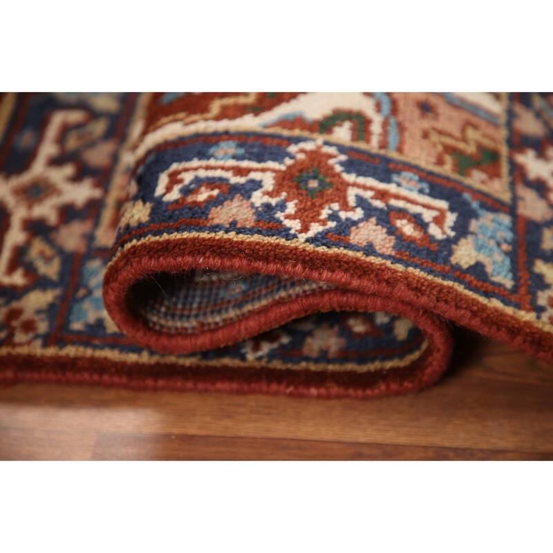 Hand Knotted Oriental 100% Wool Carpet Traditional Medallion Oranges & Rust Heriz (serapi) Area Rug - 3' 0'' X 2' 0''