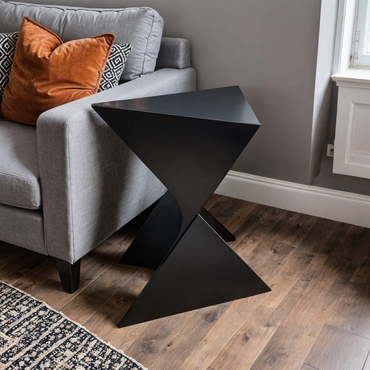 Randolph Modern Indoor Lightweight Side Table with Triangular Curved Design Accent End Table for Home Living Room or Bedroom