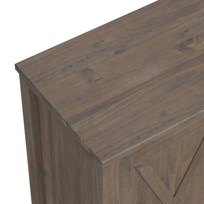 Simpli Home Ela Solid Wood 32 inch Storage Cabinet in Smoky Brown (Set of 2) - 32"W x 14"D x 31"H