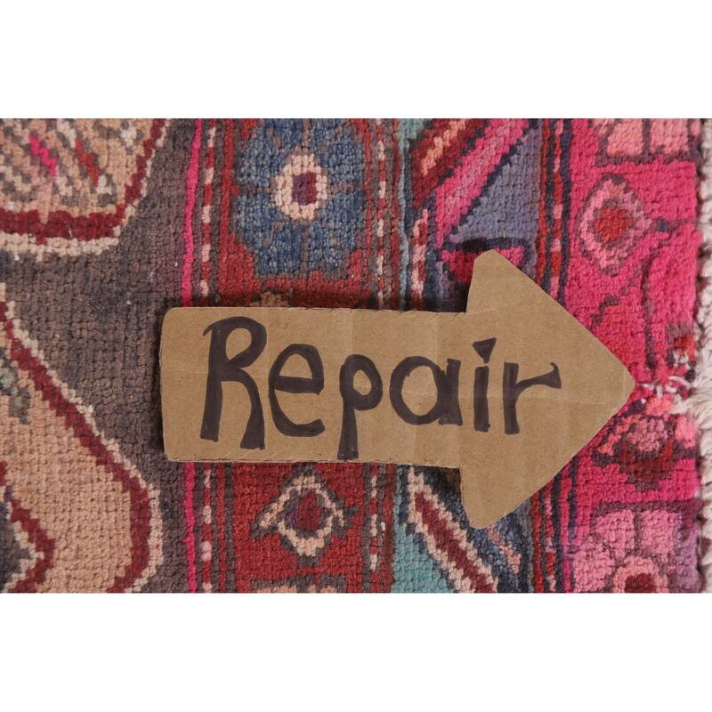 Hand Knotted Oriental 100% Wool Carpet Traditional Geometric Greys & Charcoal Meshkin Runner Rug - 9' 6'' X 3' 11''