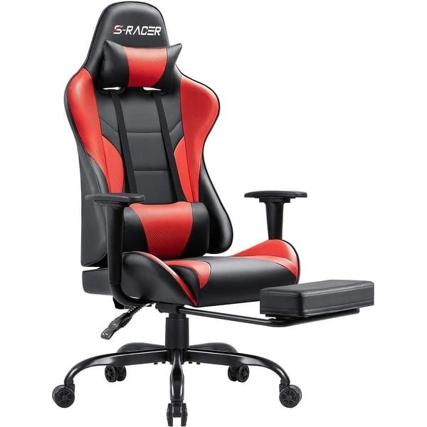 slide 20 of 40, Furniwell Gaming Chair Computer Office Chair with Footrest Red