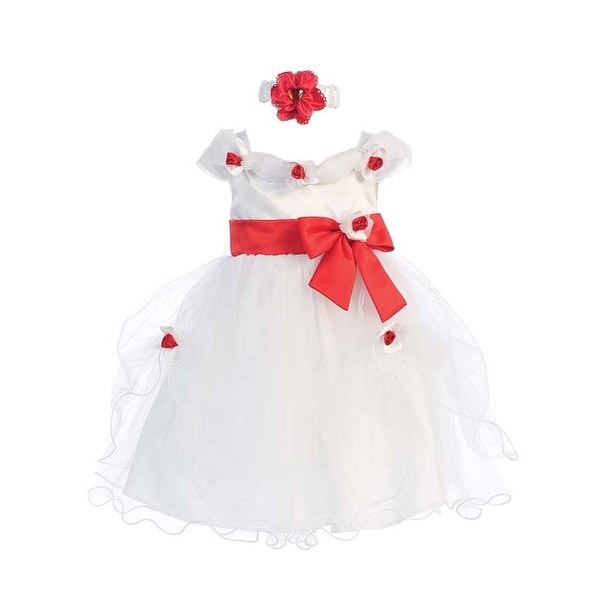 Shop Baby Girls White Red Flower Bow Tulle Neckband Easter Flower