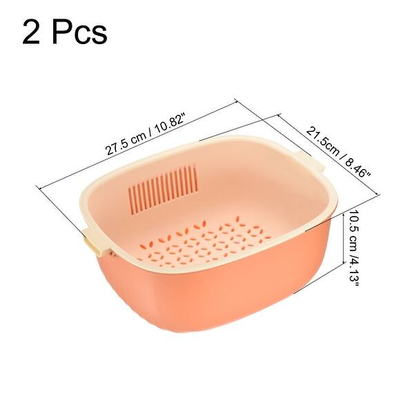 Colander Bowl Strainers Set 2PCS Plastic Drain Basket Washing Colander