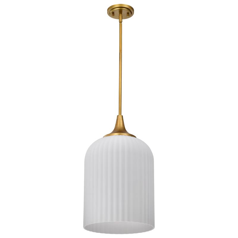 Solara Pendant Natural Brass Finish Frosted Ribbed Glass - Natural Brass