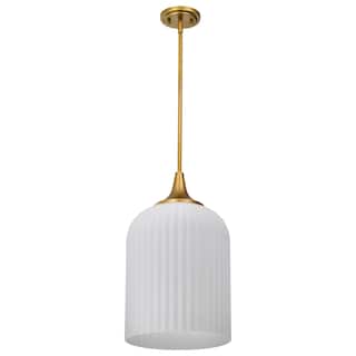 Solara Pendant Natural Brass Finish Frosted Ribbed Glass - Natural Brass