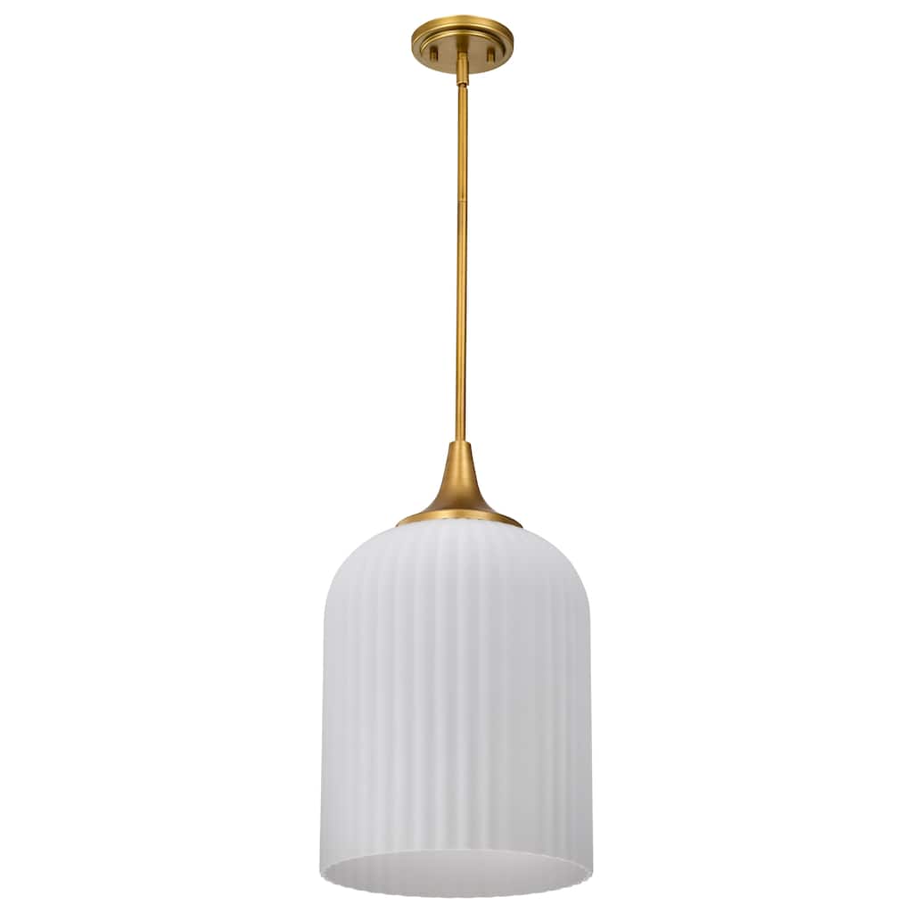 Solara Pendant Natural Brass Finish Frosted Ribbed Glass - Natural Brass
