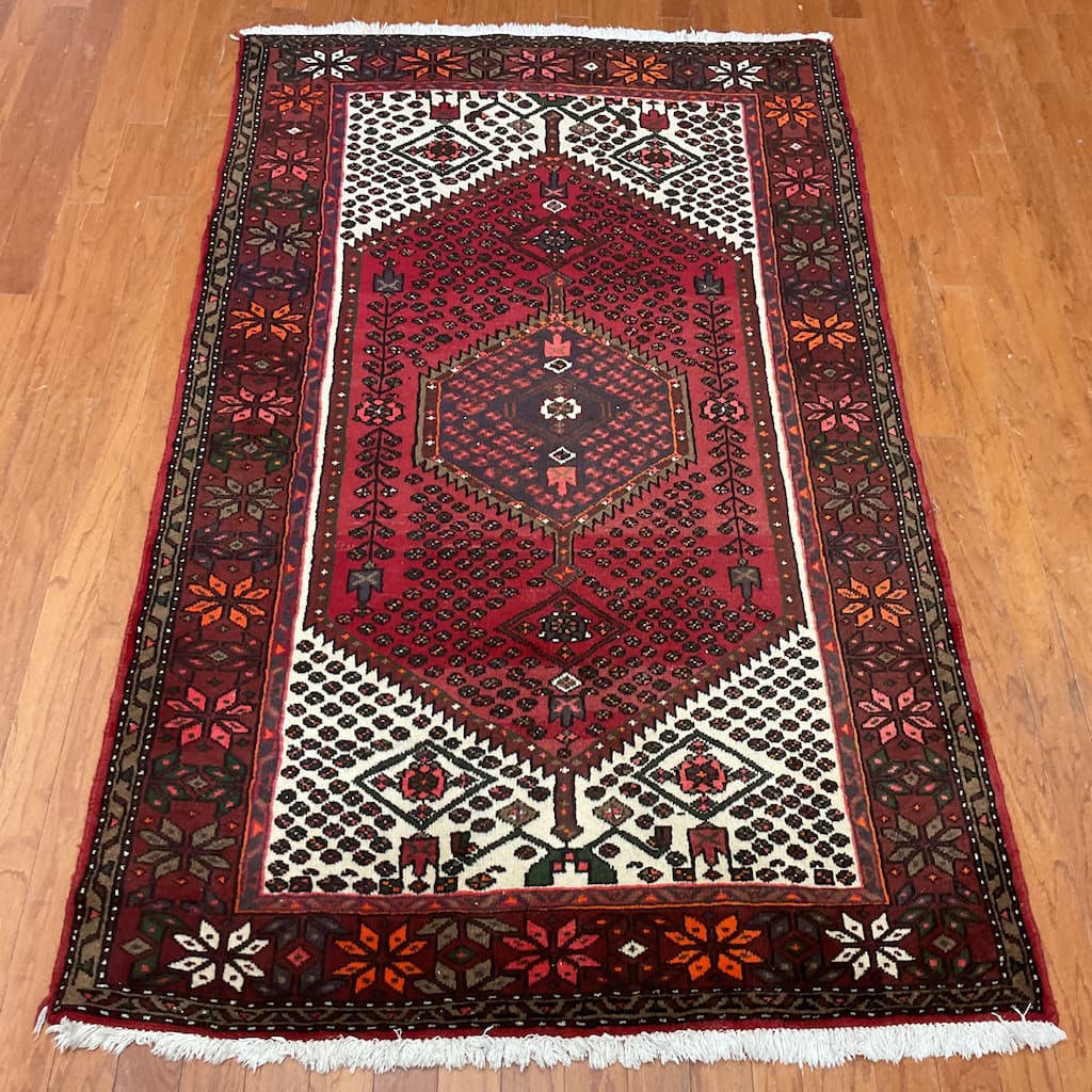 HERAT ORIENTAL Handmade Hamadan Wool Rug - 4'2" x 6'7"