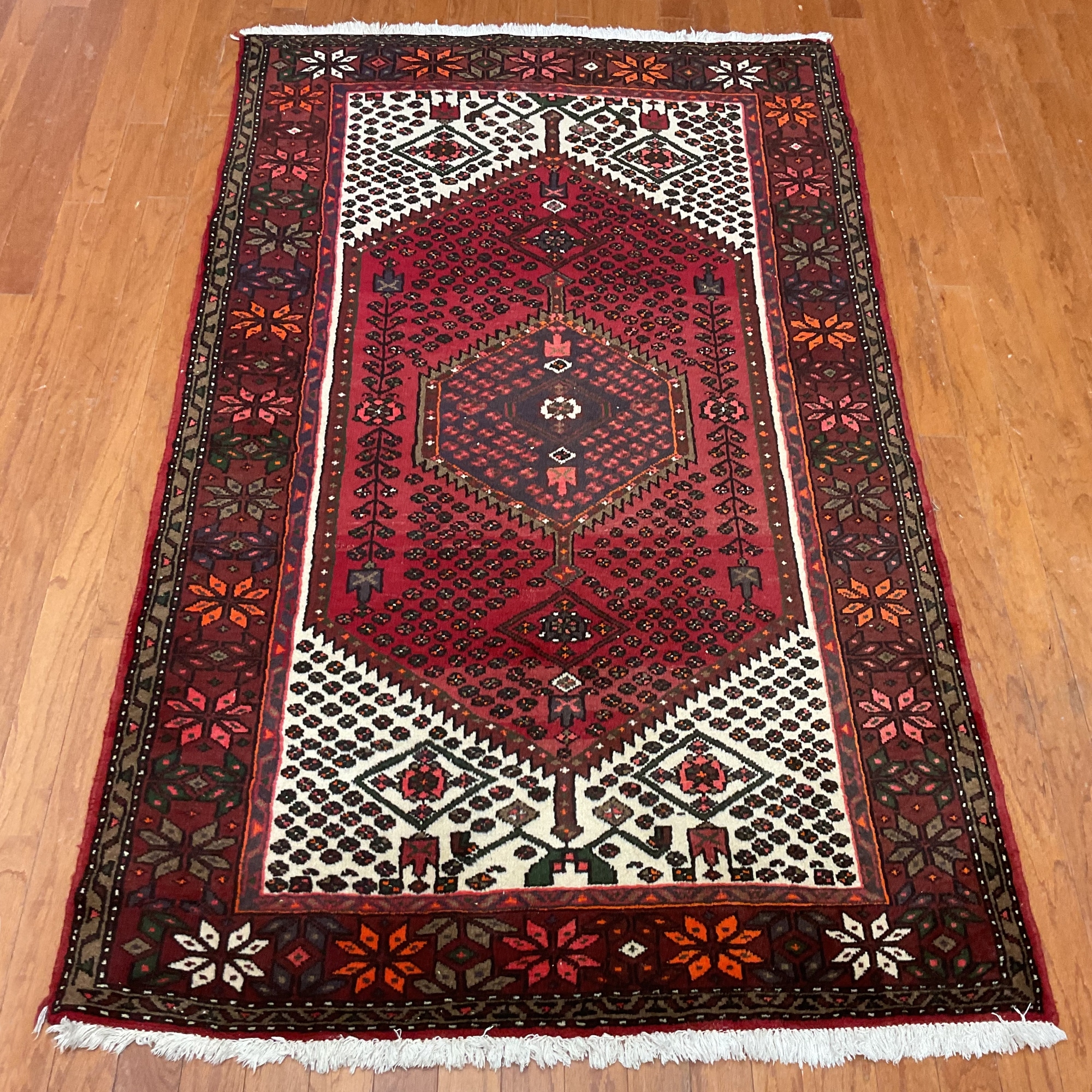 HERAT ORIENTAL Handmade Hamadan Wool Rug - 4'2" x 6'7"