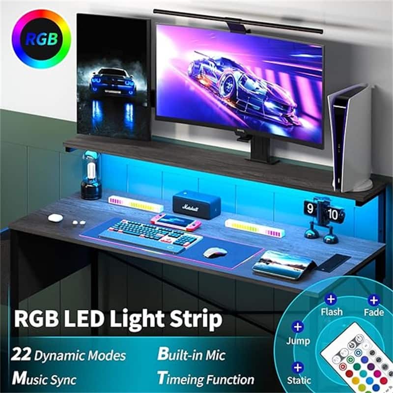 Computer Desk with Power Outlets Fast