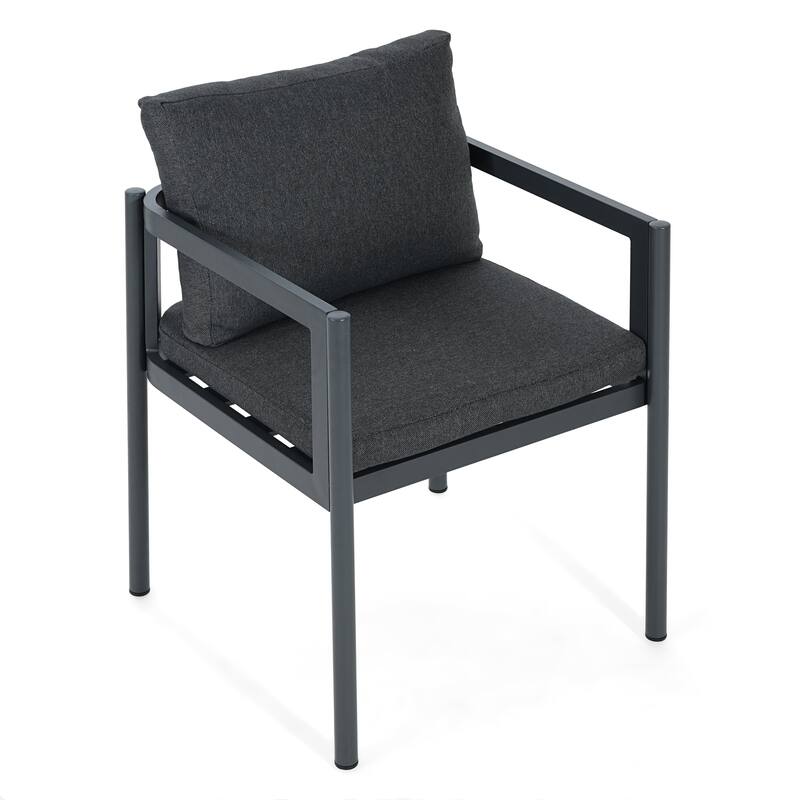 Christopher Knight Home - Outdoor Aluminum Dining Chair Set with Modern Grey Cushions