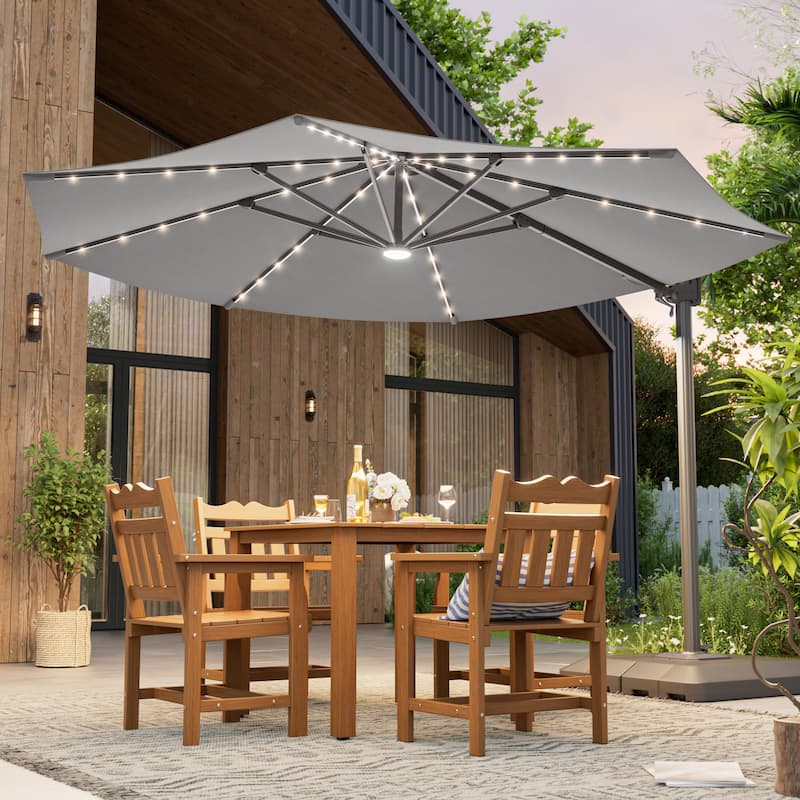 Outdoor 10FT LED Patio umbrella for Garden - Grey