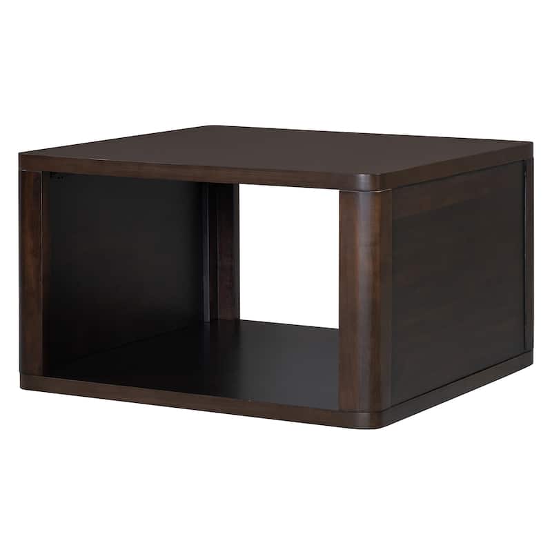 Square Coffee Table in Farmhouse Coffee Table with Storage,2-Tier Center Table with Half Open Storage Compartment in 30.8"
