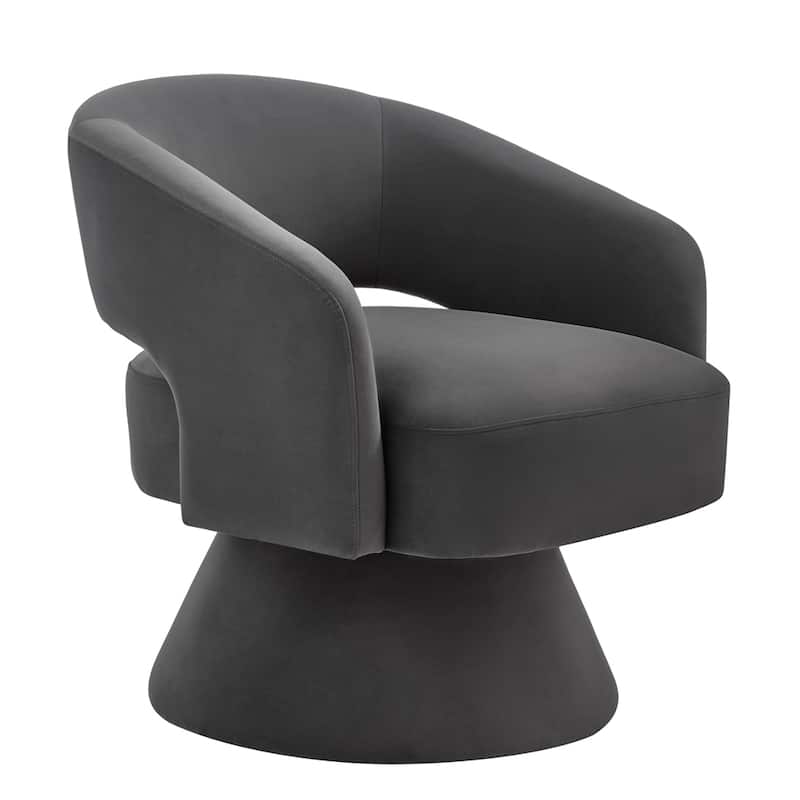 Modern Upholstered Velvet Swivel Barrel Chair with Armrest