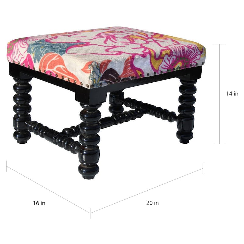 HERAT ORIENTAL Handmade Cotton and Wood Footstool