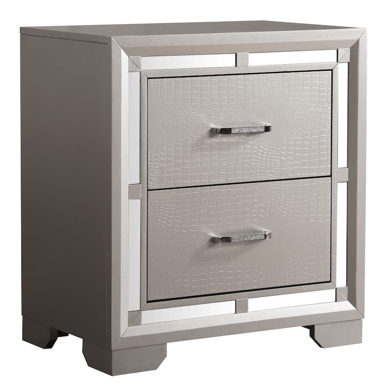 Bedroom Cabinet Bedside Table with Two Ample Drawers Storage Nightstand for Bedroom
